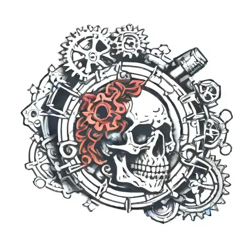 A Mini Austin With Gears And A Skull