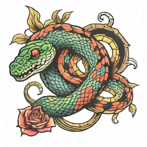 Adam's Creation Tattoo With Snake