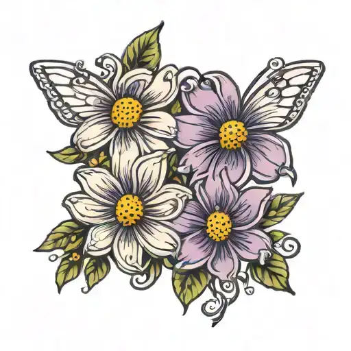 Violet And Daisy Intertwined