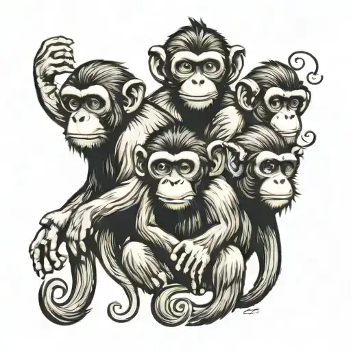 The Three Monkey Tattoo Design
