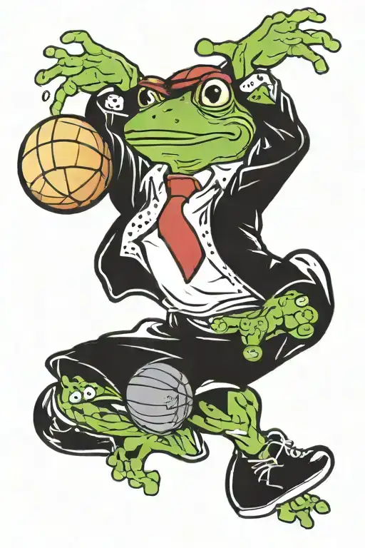 Frog Playing Basketball Dunking
