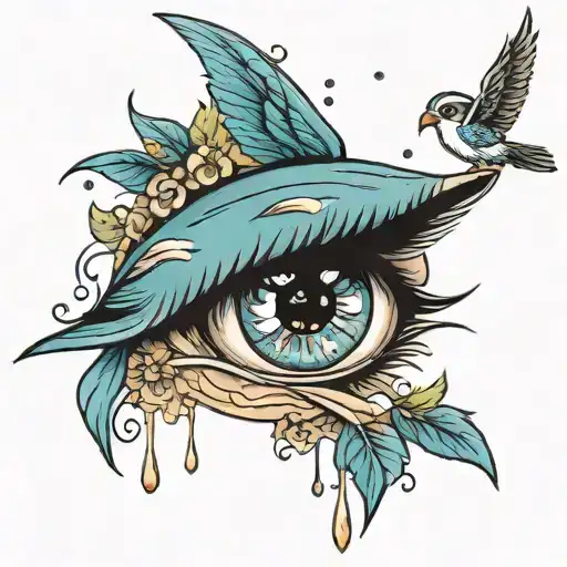 Crying Eye With Bird In Tears