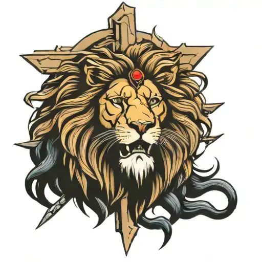 Lion Jesus On The Cross Soldier
