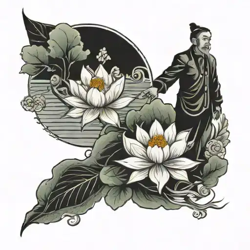 Lotus And Man Walking