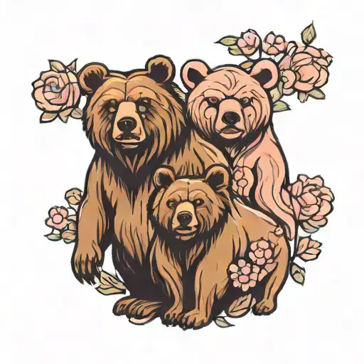 Brown Papa Bear And Pink Momma Bear