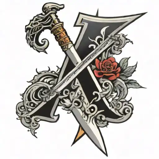 Letter J With Sword Design