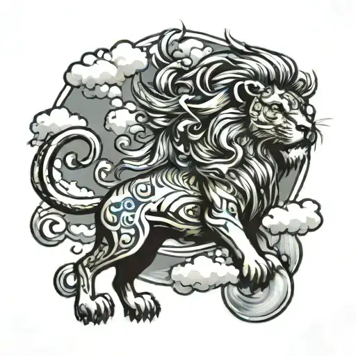 A Lion Riding A Cloud