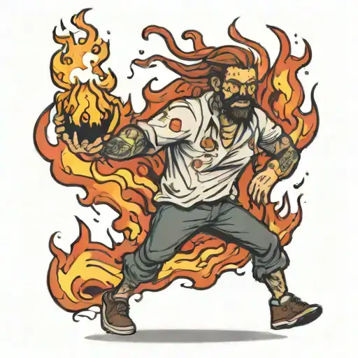 Man On Fire Walking While Burning A Marshmallow