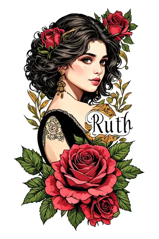 Name Ruth With Roses In The Background