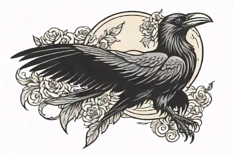 Witchy Celestial Raven Moon