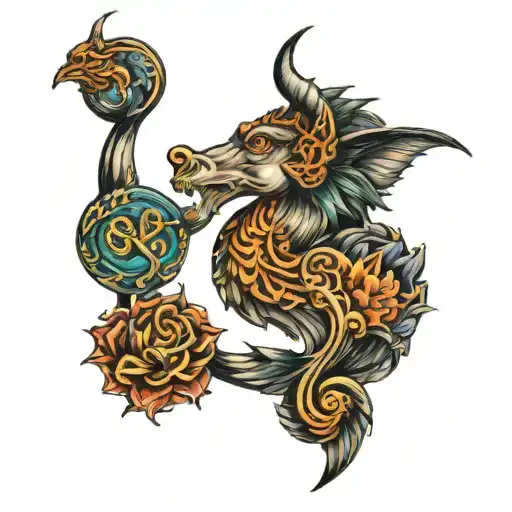 Capricorn And Pisces Color On Right Chest