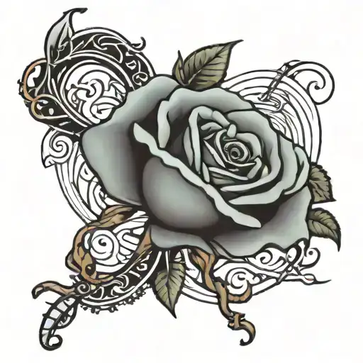 A Rose Intertwined With A Treble Cleff