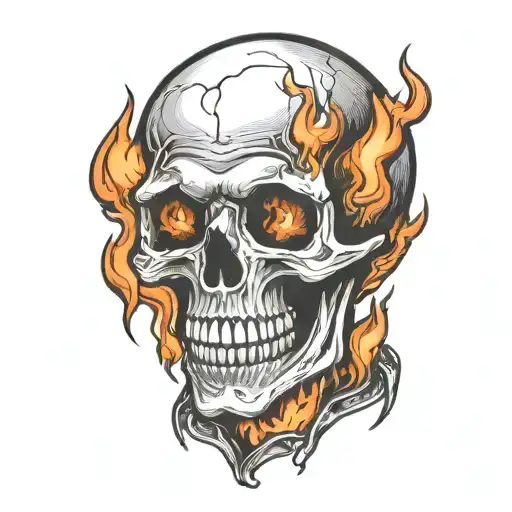 Burning Skeleton Suffering In Pain Hurt Torture Scary Fire