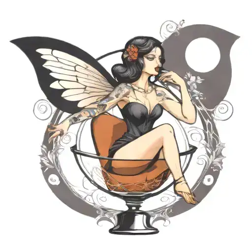 A Woman Sitting Inside A Martini Glass No Background