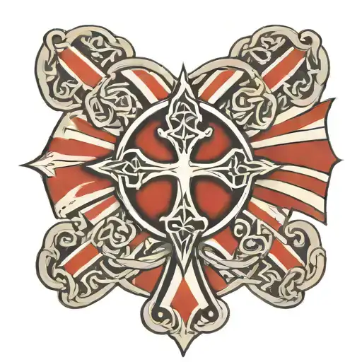 British Flag With Celtic Cross In The Middle