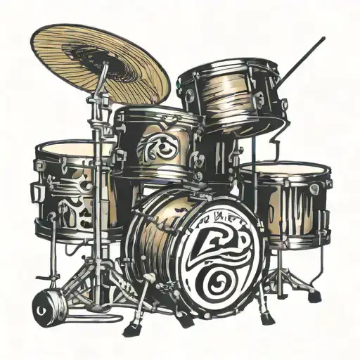 Drums Running Music Notes Piano