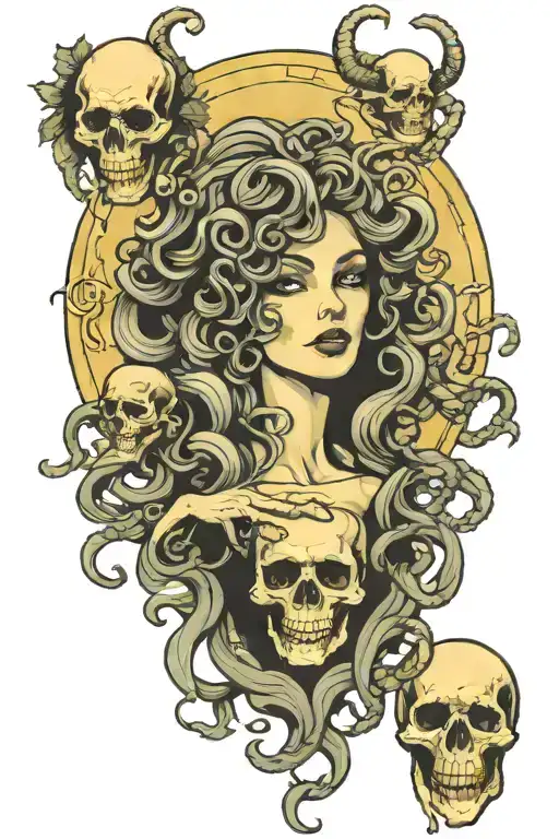 Medusa Holding A Skull