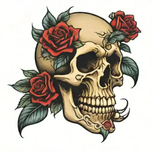 Skull With Roses Coming Out The Mouth