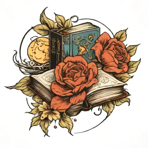 Book And Flower And Moon