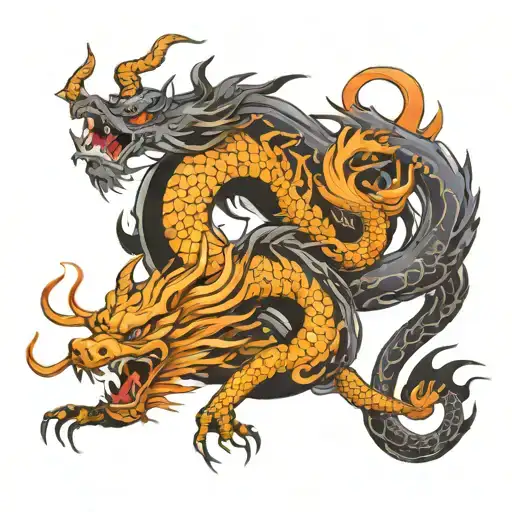 Chinese Fire Dragon Around A Bull