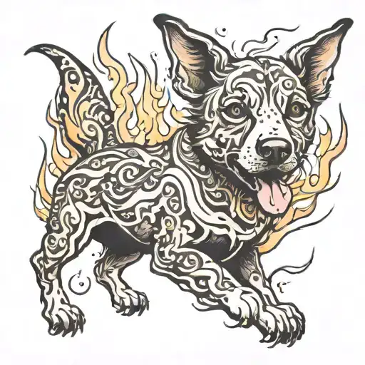 Burnt Dog Image With Fire