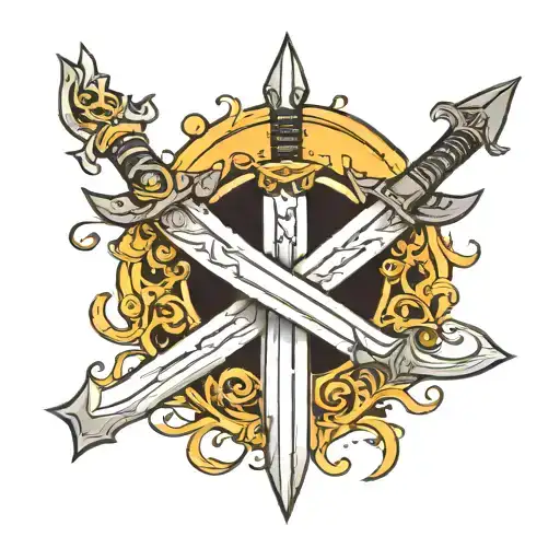 Sword With Three Labels And Moon