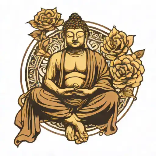 Line Buddha Sitting Yoga Pose