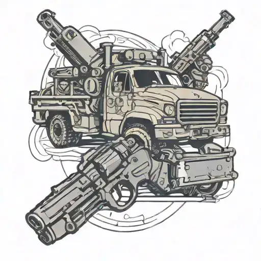 Truck Company And Terra Form Holding A Gun