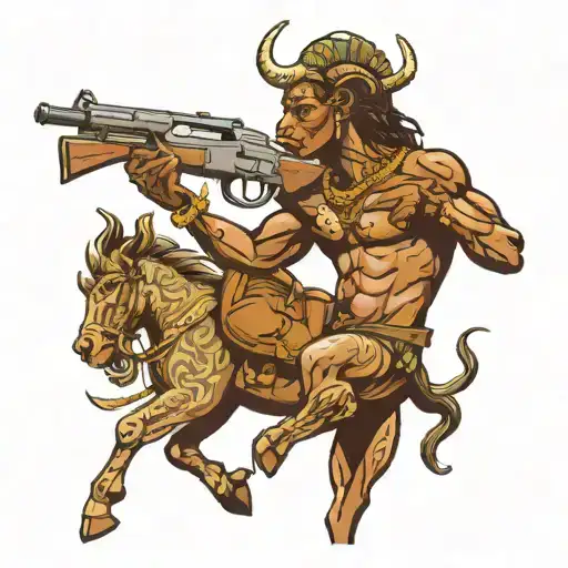 African Centaur Pointing A Ak47