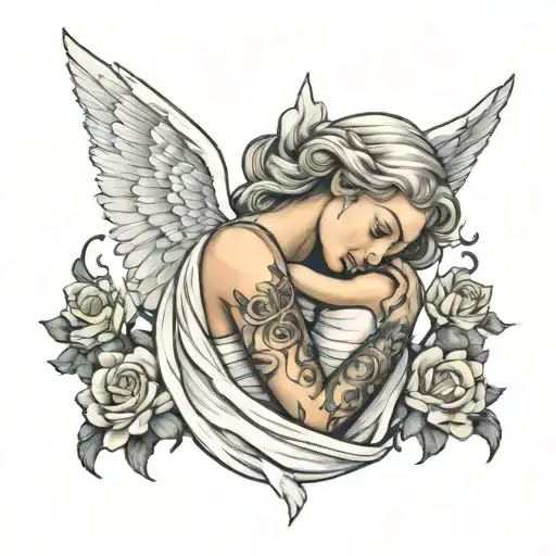 Mother Angel Hugging Shoulder