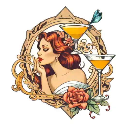 A Woman Inside A Martini Glass