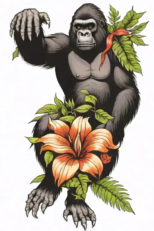 Gorilla Surrounded By Jungle