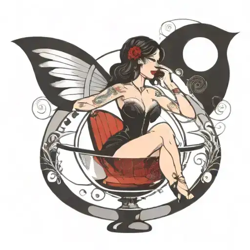 A Woman Sitting Inside A Big Martini Glass Minimalist