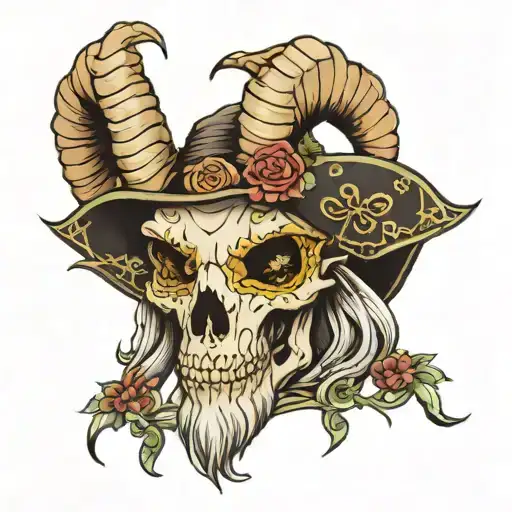 Day Of The Dead Goat Skull Wizard