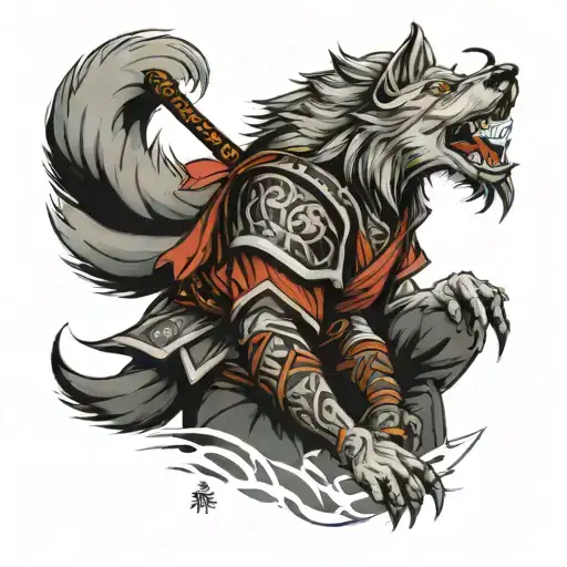 Wolf Samurai Sleeve Design