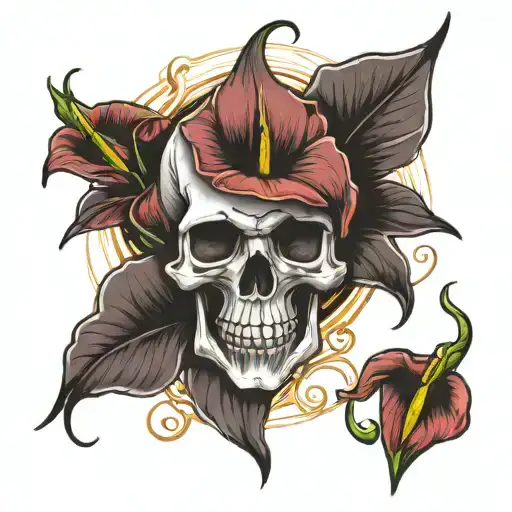 Skull And Calla Lilies Coming