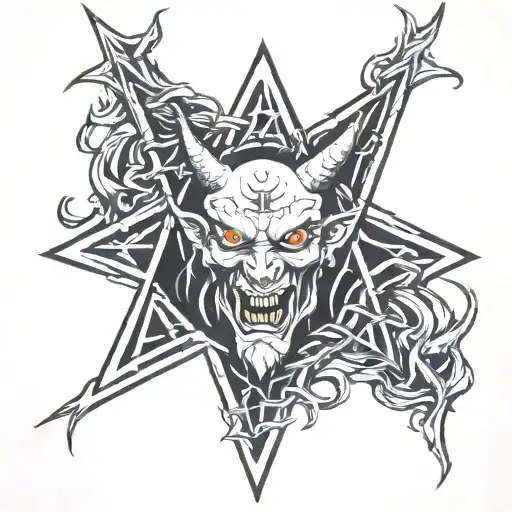 Pentagram With A Demon Face