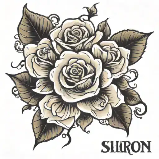 Sharon Name With Rose