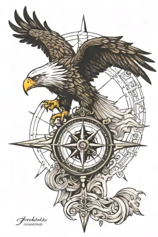 Eagle With Compass Fineline Map World