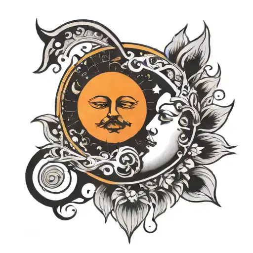 Moon And Sun In A Line