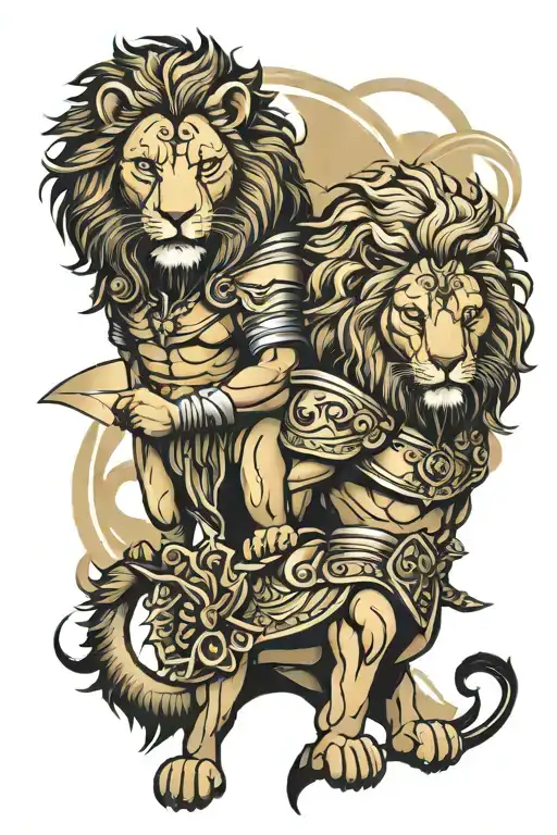Lion And Spartan Warrior Named Leo