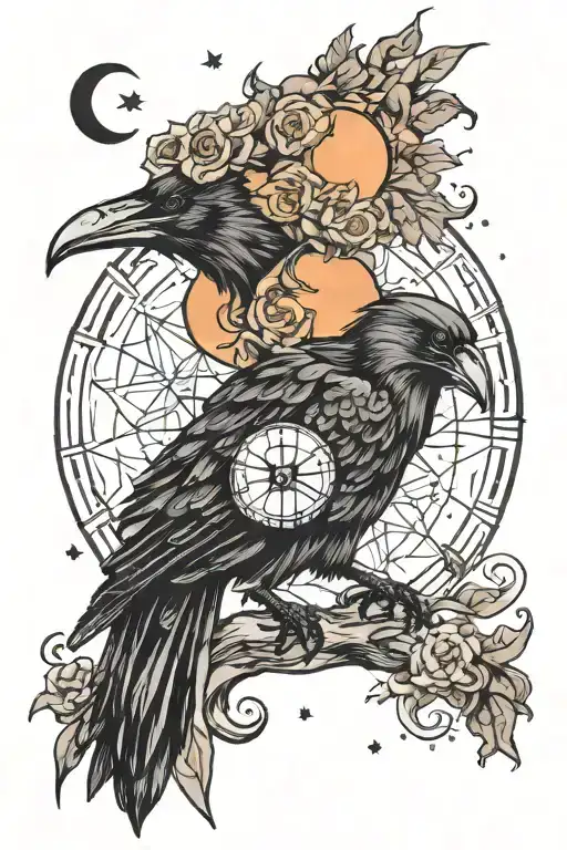 Witchy Celestial Raven Moon