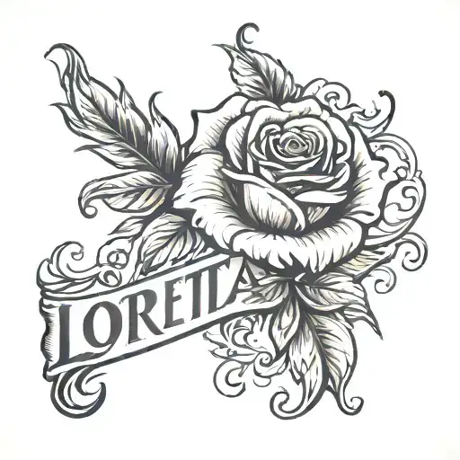 Loretta Name With Rose For Hand