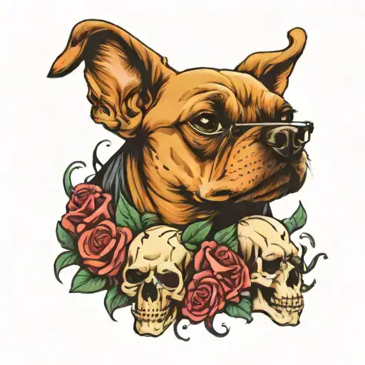 Dog With Skulls