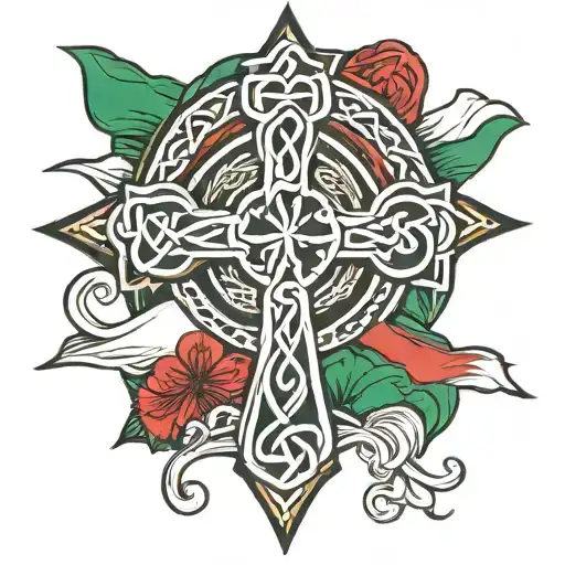 Celtic Cross And Italian Flag Intertwined