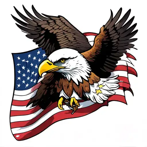 American Flag And Bald Eagle Tattoo Upper Arm