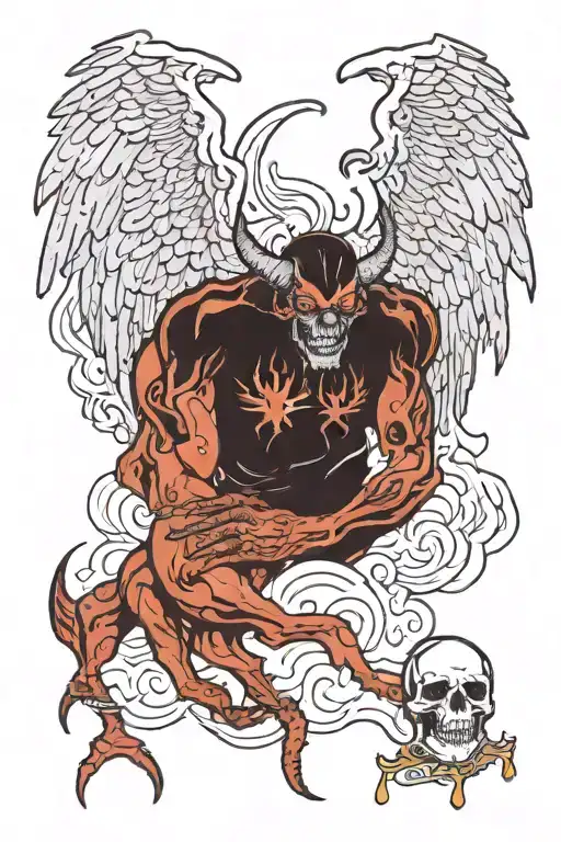 Demon Melting Off The Side Of An Angel Holding Alcohol And Drugs To Represent Sobriety