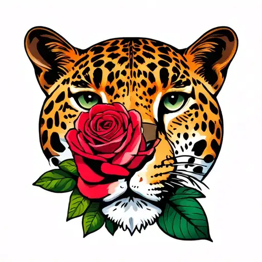 El Salvador And Rose With A Leopard