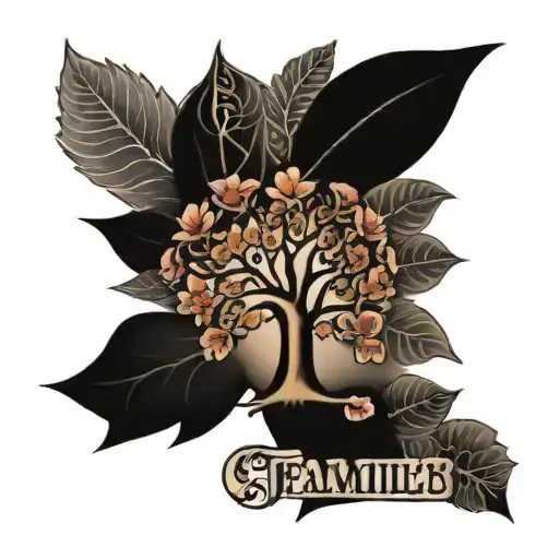 Family Tree With Names Written Within Its Petals