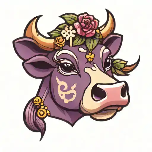 Kawaii Cow Head Purple